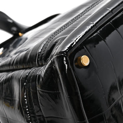 Saint Laurent Patent Croc Overseas Tote Black 10 of 13