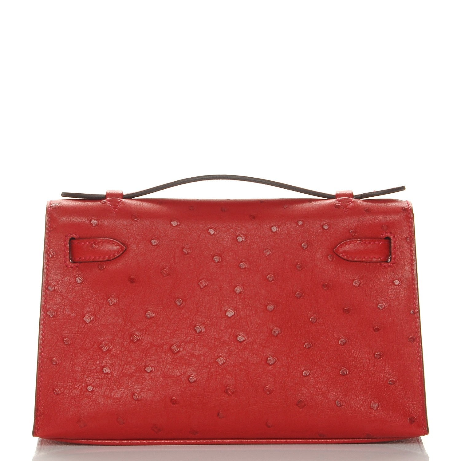 Hermes Ostrich Kelly Pochette Rouge Vif 5 of 23