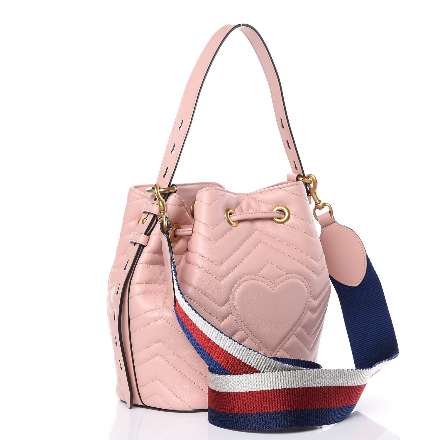 Gucci Calfskin Matelasse Sylvie Web GG Marmont Bucket Bag Perfect Pink 3 of 9