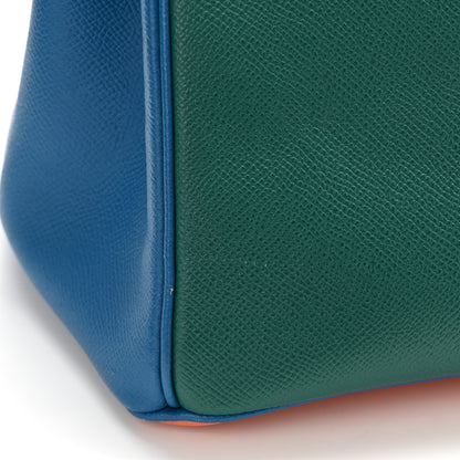Hermes Epsom Horseshoe Tri-Color Birkin 35 Mangue Malachite Bleu Izmir 14 of 14