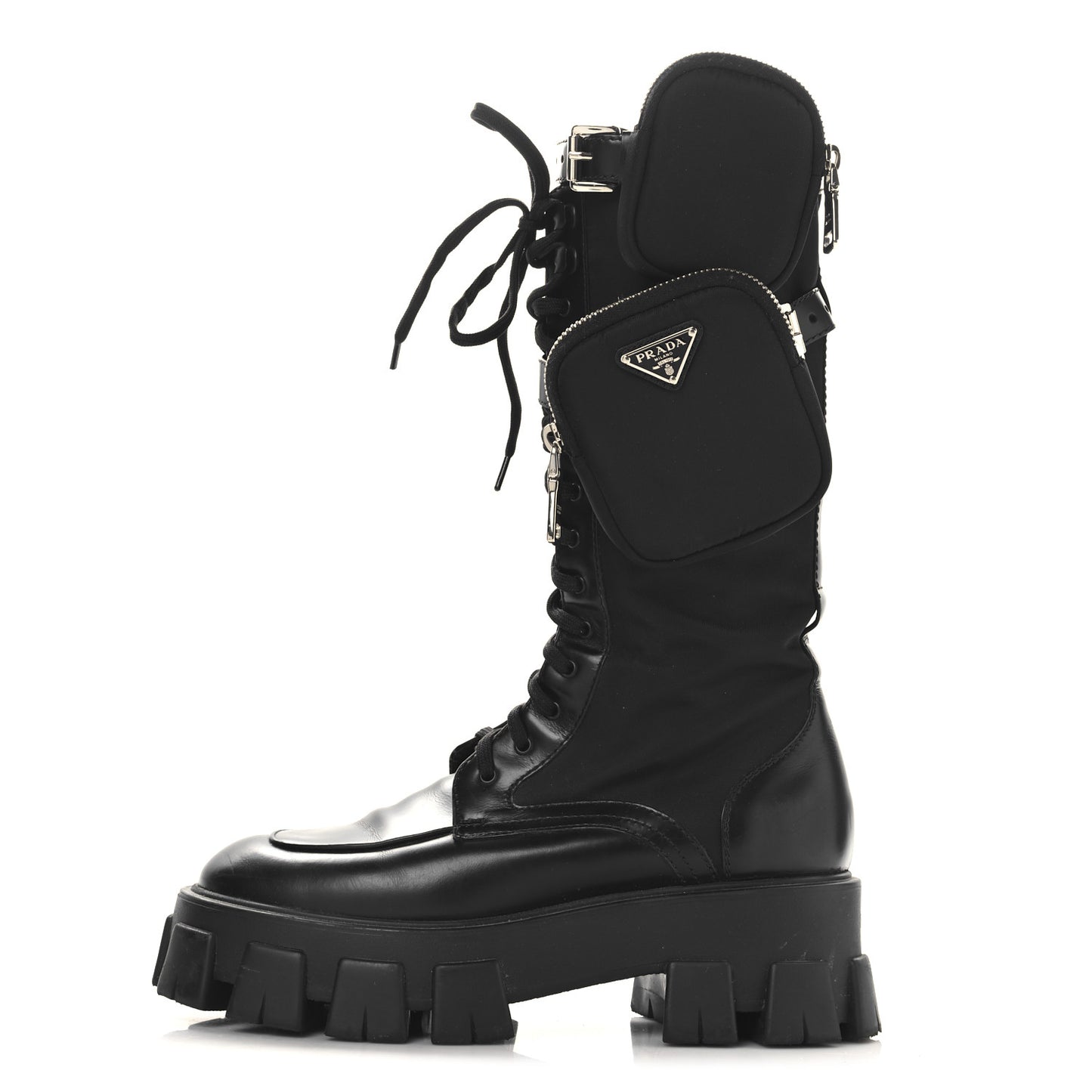 Spazzolato Rois Re-Nylon Metal Triangle Logo Monolith Pouch Pocket 55mm Tall Combat Boots 39.5 Black