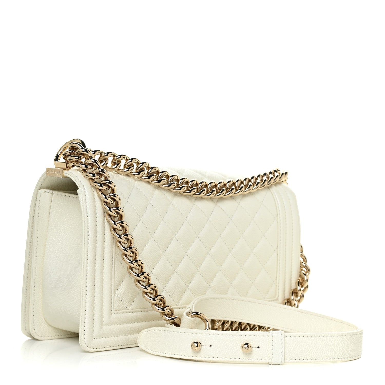 Chanel Caviar Quilted Medium Boy Flap White 2 of 10