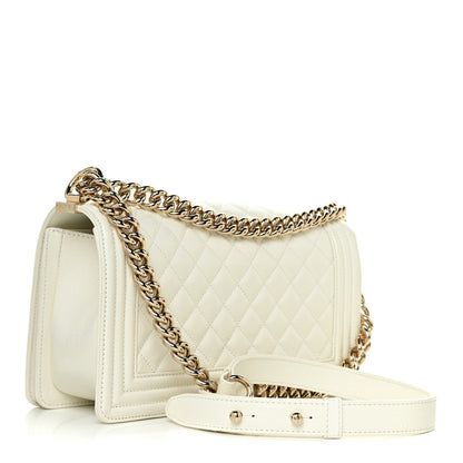 Chanel Caviar Quilted Medium Boy Flap White 2 of 10