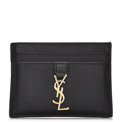 Saint Laurent Calfskin Monogram Card Case Black 1 of 8