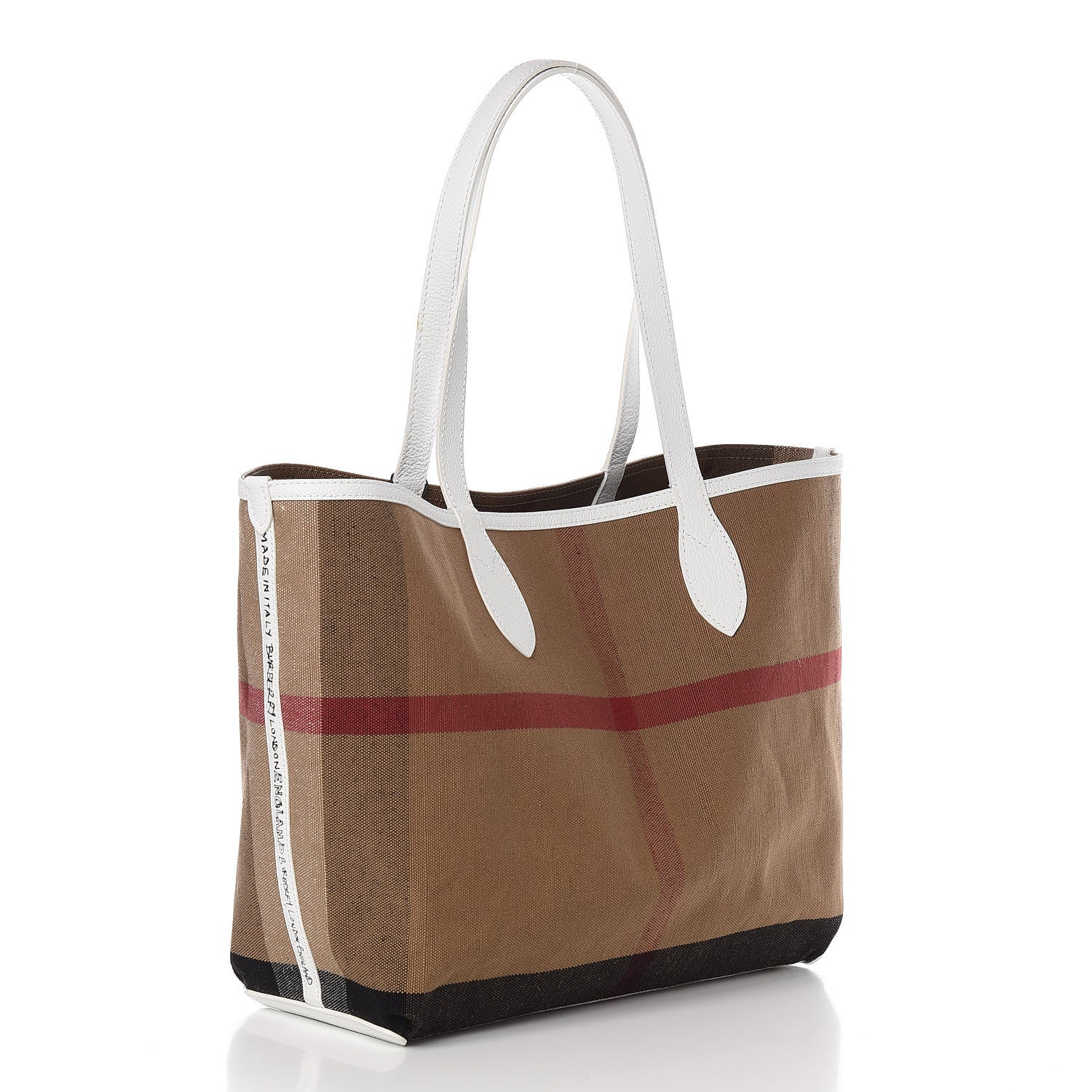 Burberry Coated Canvas Mega Check Medium Doodle Tote White 10 of 14