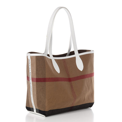Burberry Coated Canvas Mega Check Medium Doodle Tote White 10 of 14