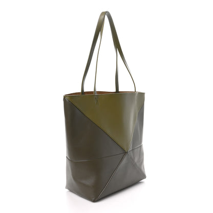 Loewe Shiny Calfskin Medium Puzzle Fold Tote Dark Khaki Green 3 of 9