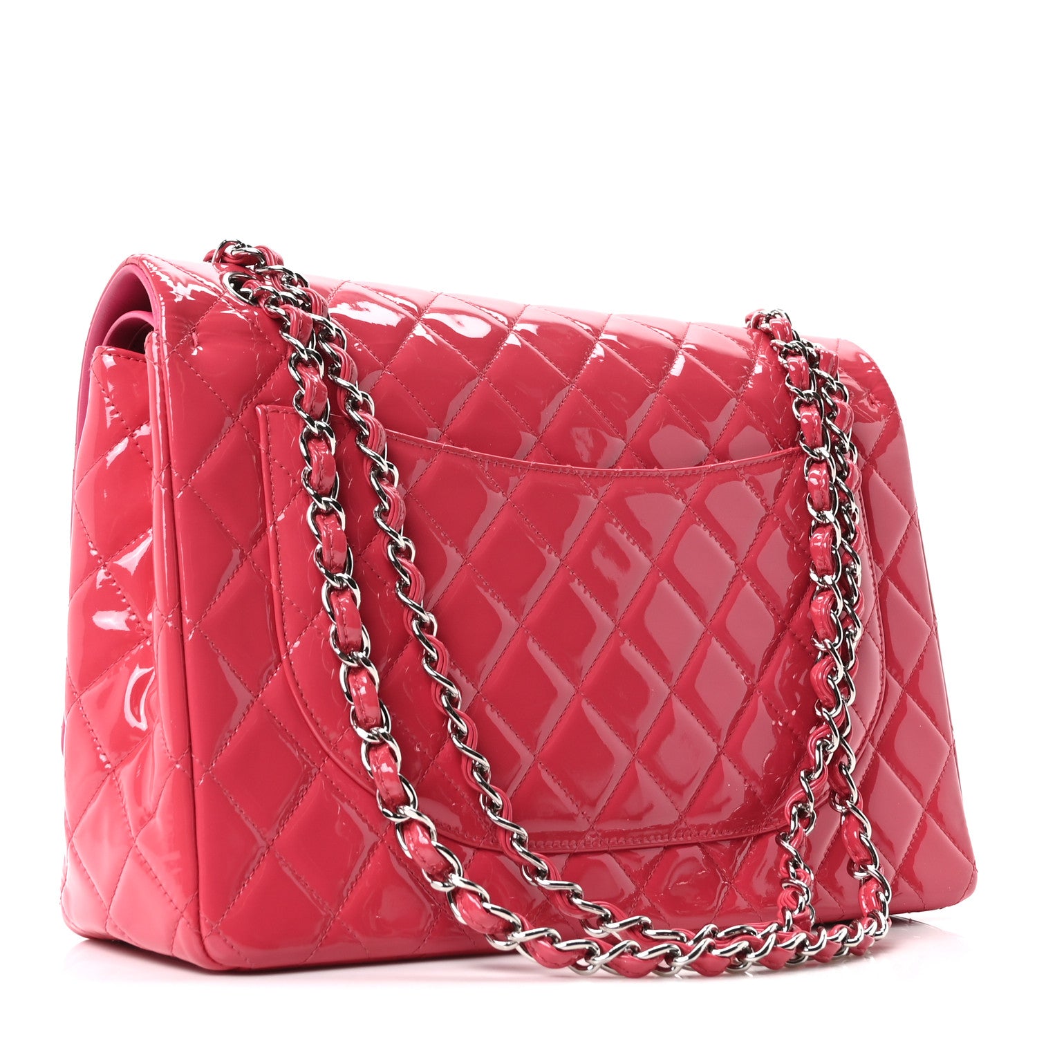Chanel Patent Maxi Quilted Double Flap Dark Pink 3 of 11