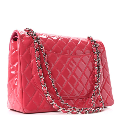 Chanel Patent Maxi Quilted Double Flap Dark Pink 3 of 11