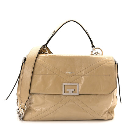 Givenchy Creased Patent Calfskin Medium ID Flap Dune 1 of 12