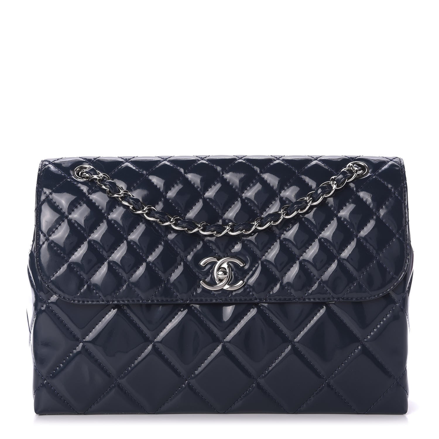 Chanel Vinyl Quilted In the Business Flap Bag Navy Blue 1 of 9