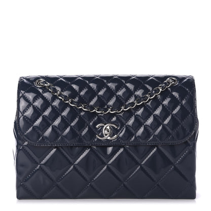 Chanel Vinyl Quilted In the Business Flap Bag Navy Blue 1 of 9