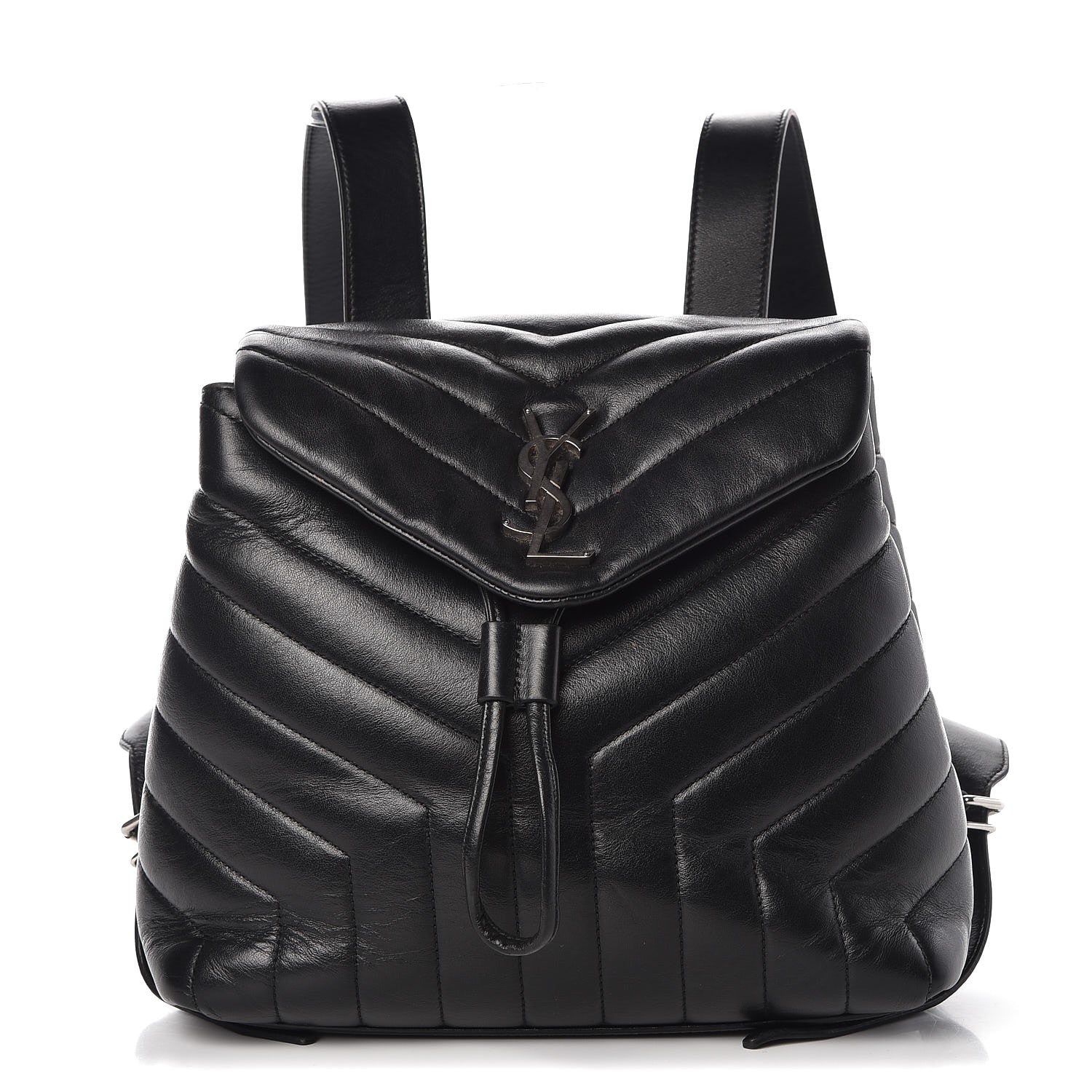 Saint Laurent Calfskin Y Quilted Monogram Small Loulou Backpack Black 1 of 11