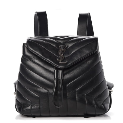 Saint Laurent Calfskin Y Quilted Monogram Small Loulou Backpack Black 1 of 11