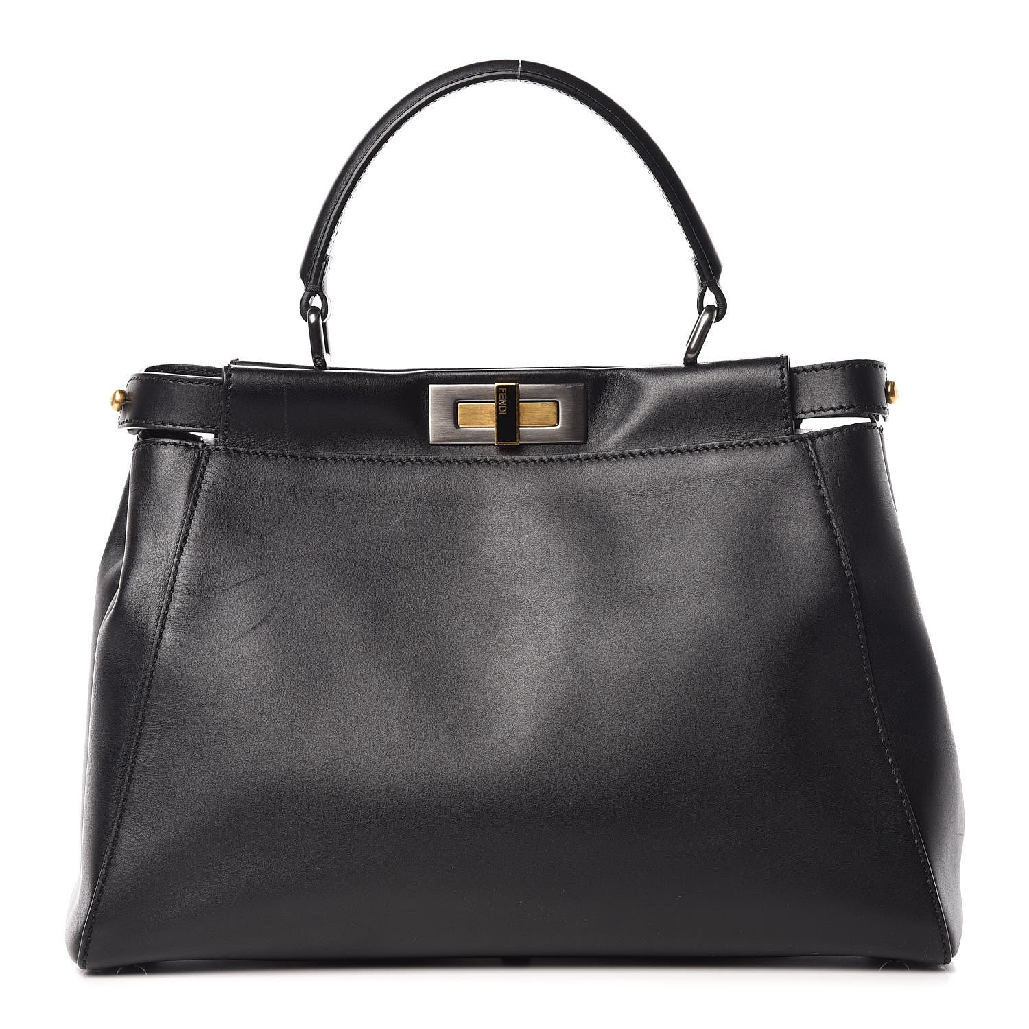 Fendi Vitello Suede Medium Peekaboo Iconic Satchel Black 1 of 14
