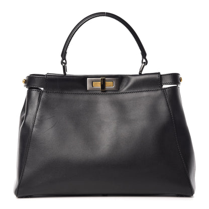 Fendi Vitello Suede Medium Peekaboo Iconic Satchel Black 1 of 14