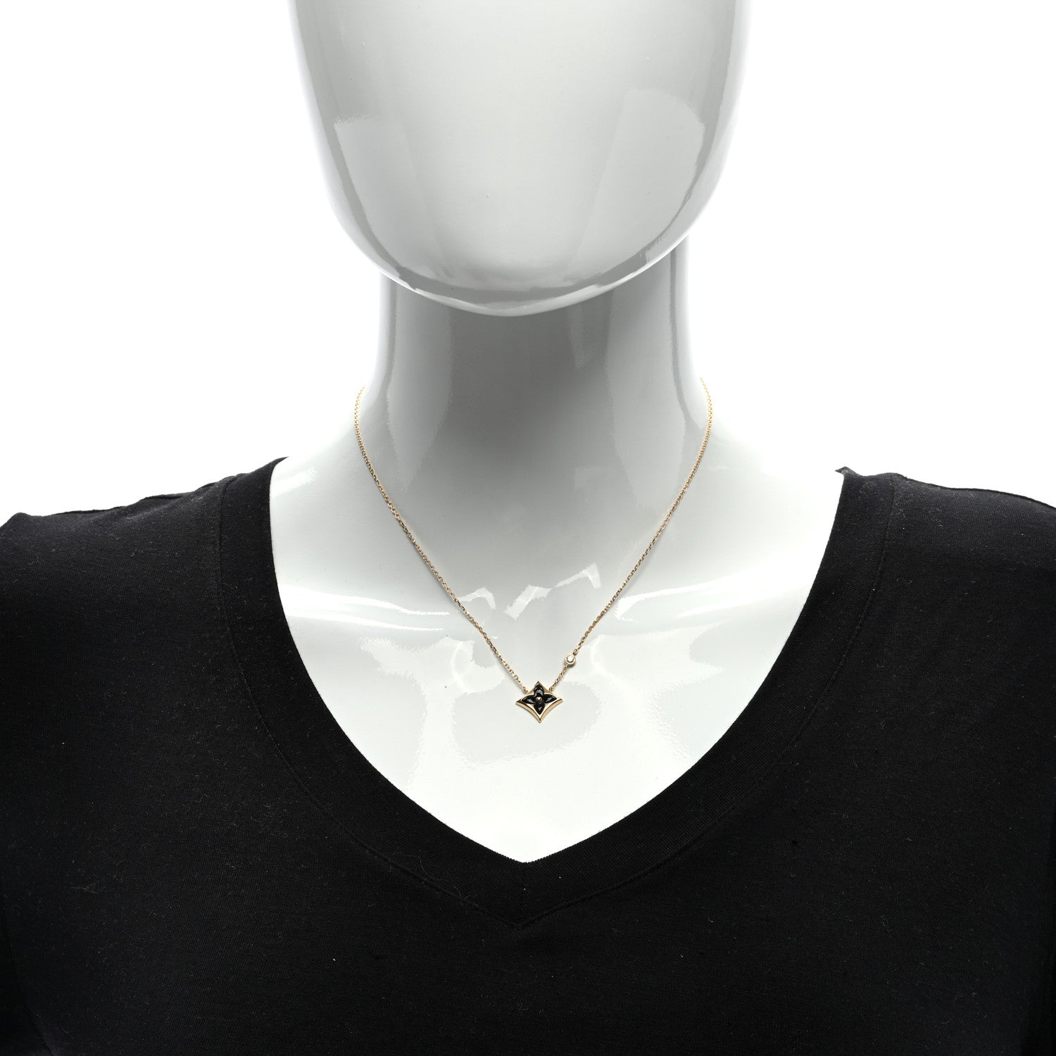 Louis Vuitton 18K Yellow Gold Diamond Black Onyx Color Blossom BB Star Pendant Necklace 2 of 4