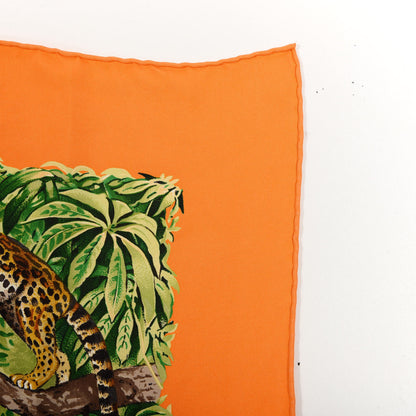 Hermes Silk Equateur Scarf 90 Orange Vert Bleu 5 of 5