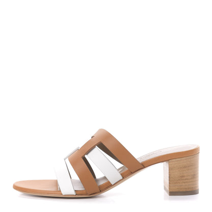 Hermes Calfskin Amica Sandals 37.5 White Natural 1 of 10