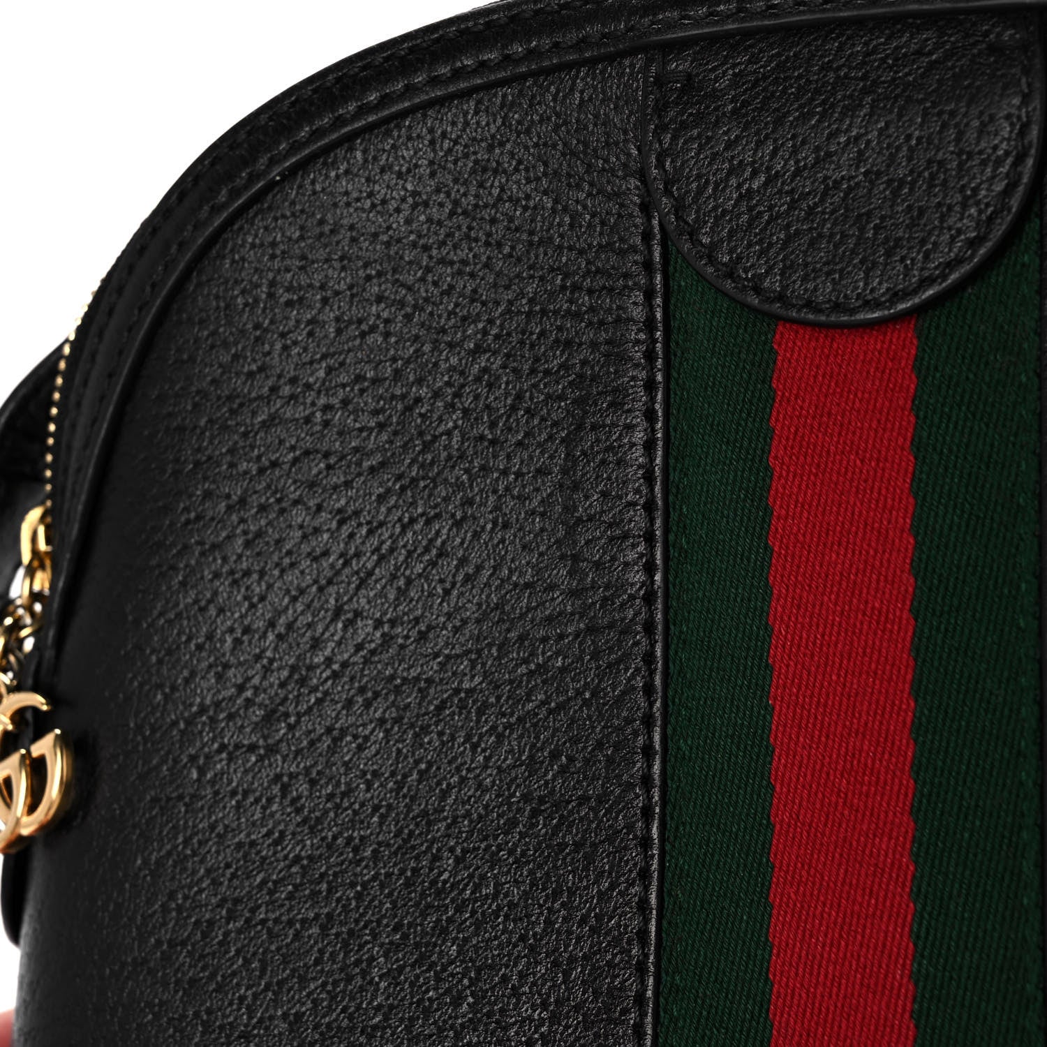 Gucci Calfskin GG Web Small Ophidia Dome Shoulder Bag Black 15 of 16
