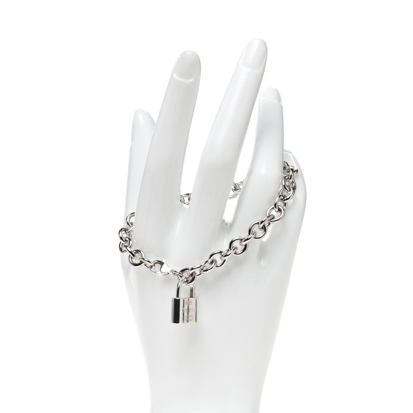 Sterling Silver 1837 Lock Charm Oval Link Bracelet