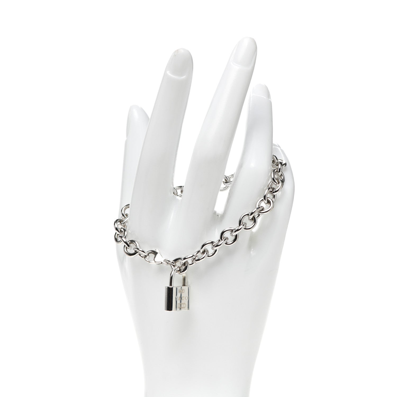 Tiffany Sterling Silver 1837 Lock Charm Oval Link Bracelet 2 of 5
