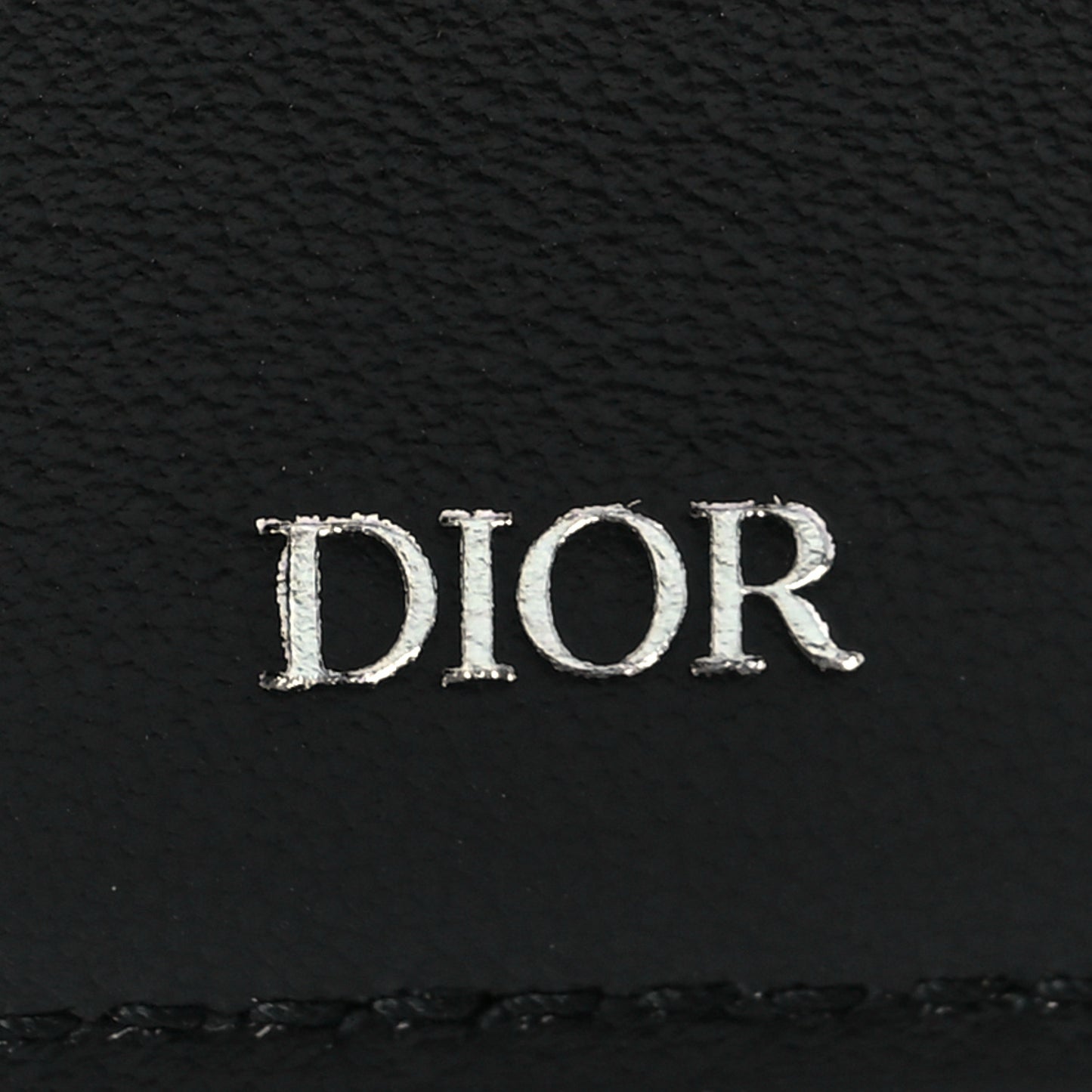Calfskin Perforated Oblique Bi-Fold Do Galaxy Wallet Black