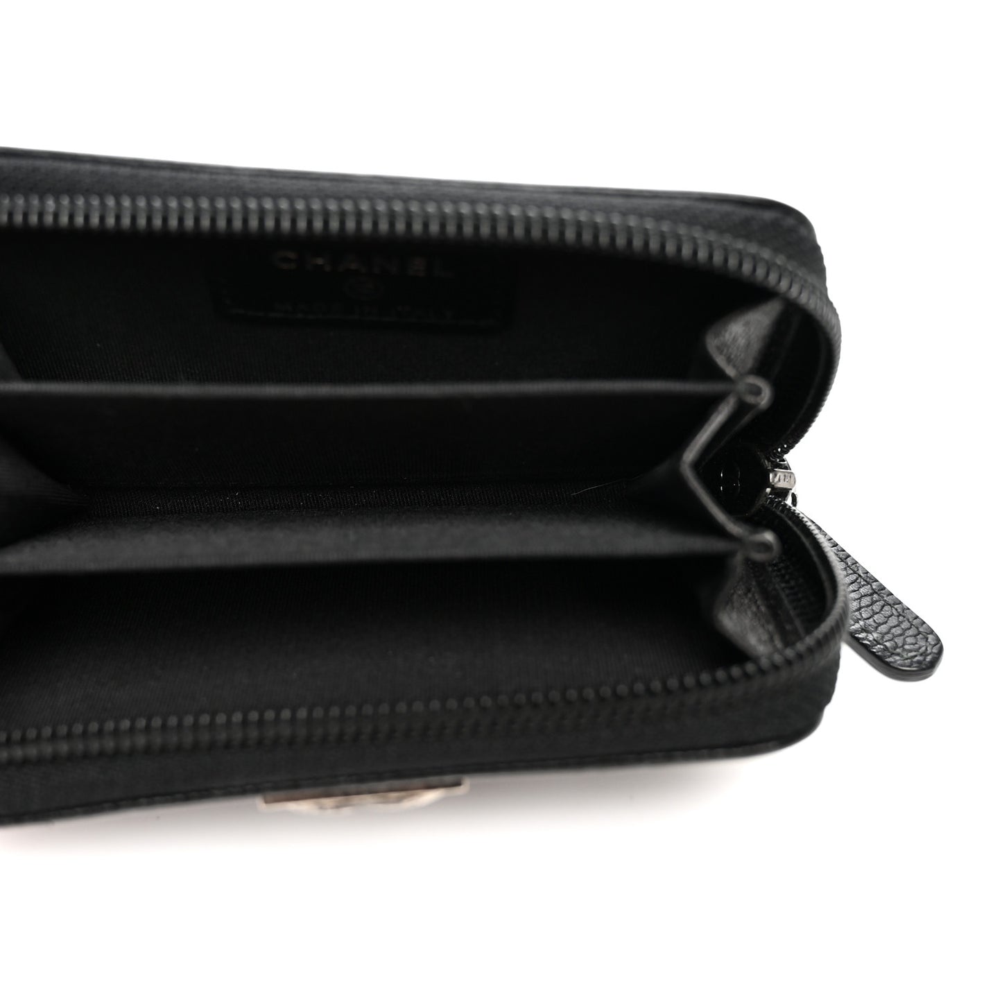 Caviar Quilted Boy Zip Around Coin Purse Wallet Black