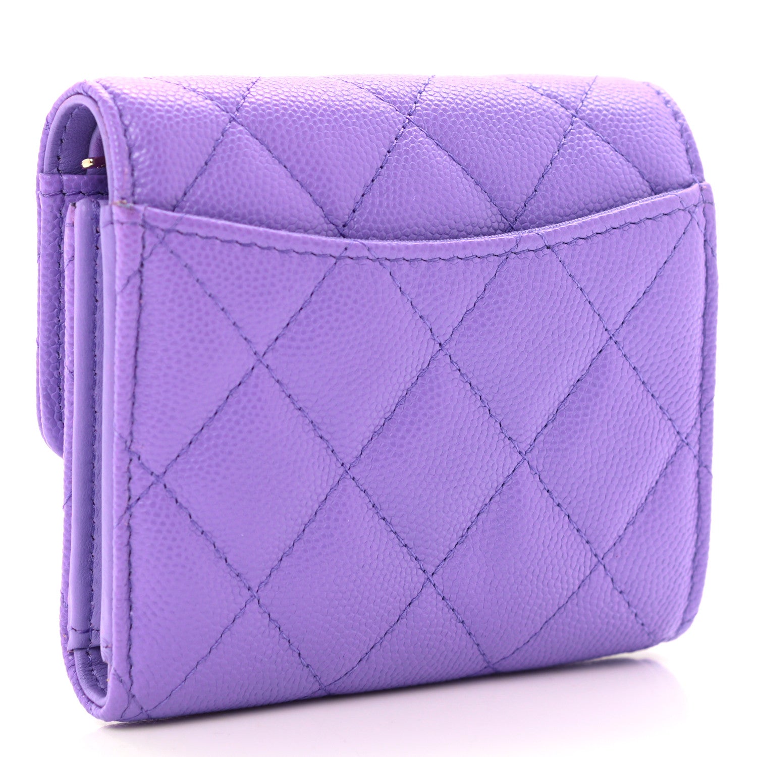 Chanel Caviar Quilted Compact Flap Wallet Purple 3 of 7