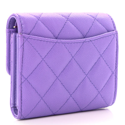 Chanel Caviar Quilted Compact Flap Wallet Purple 3 of 7