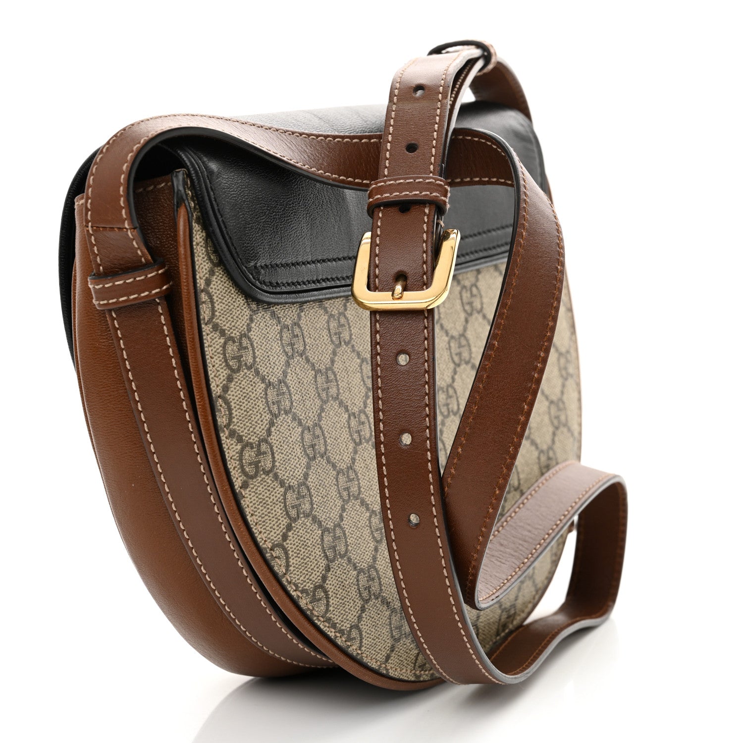 Gucci GG Supreme Monogram Calfskin Small Padlock Messenger Shoulder Bag Beige Black Cuir 3 of 12