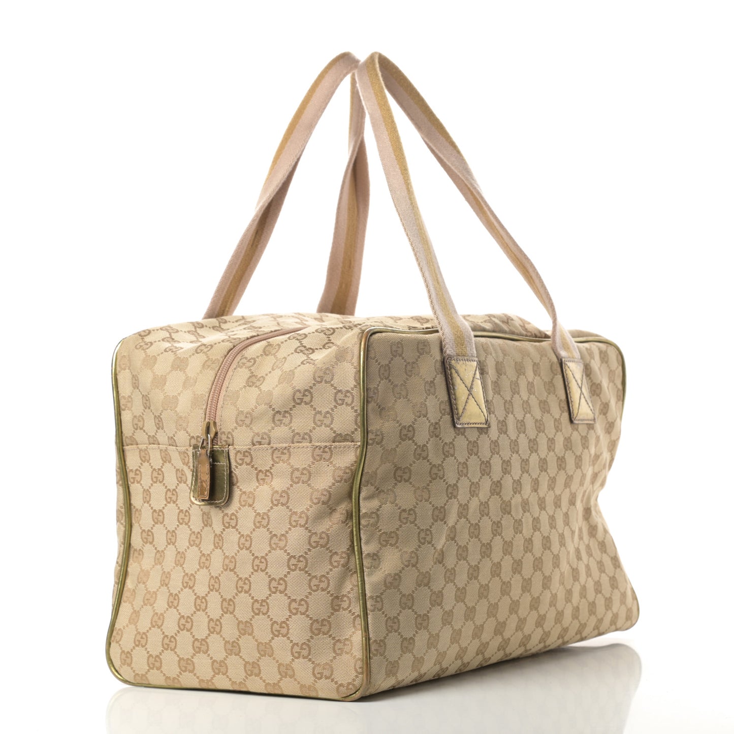 GG Monogram Web Medium Collapsible Carry On Duffle Beige Gold