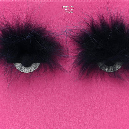 Fendi Vitello Dolce Fox Fur Monster Eyes Zip Around Pouch Magenta 8 of 8