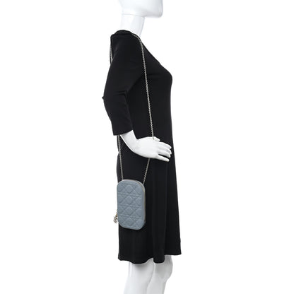 Christian Dior Lambskin Cannage Lady Dior Phone Holder Cloud Blue 2 of 9