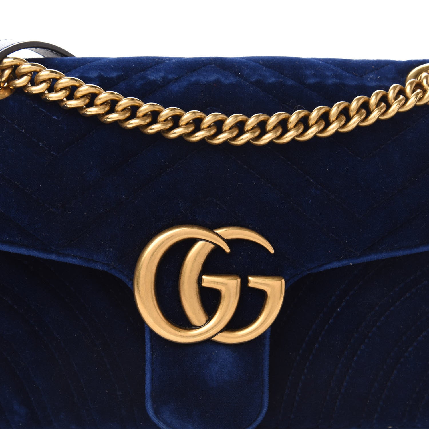Gucci Velvet Matelasse Small GG Marmont Shoulder Bag Cobalt Blue 9 of 10
