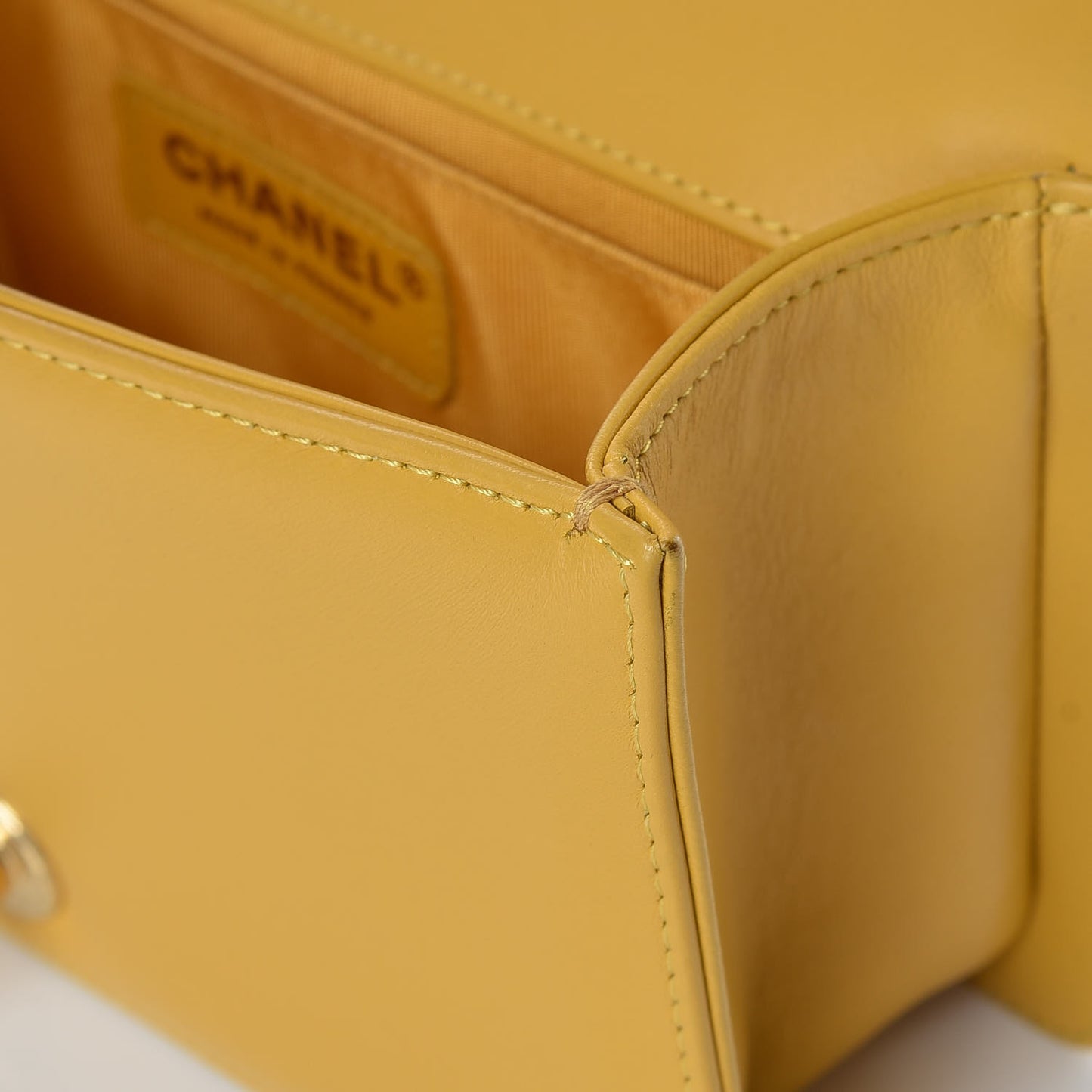 Lambskin Quilted Small Boy Flap Yellow
