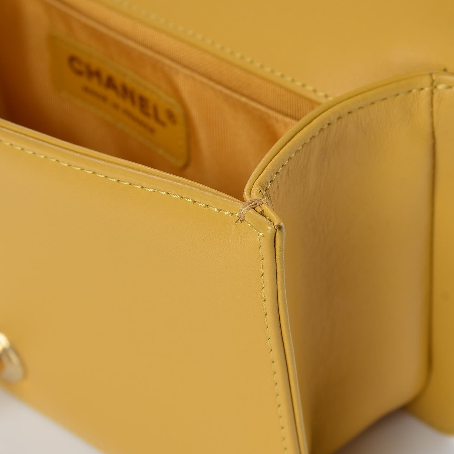 Chanel Lambskin Quilted Small Boy Flap Yellow 10 of 15