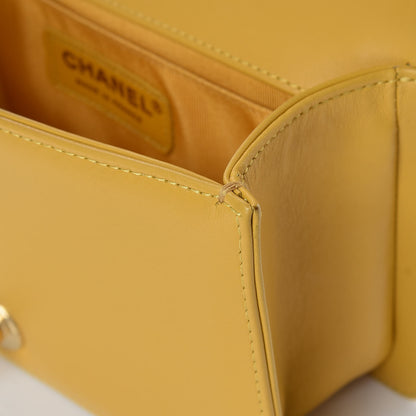 Chanel Lambskin Quilted Small Boy Flap Yellow 10 of 15