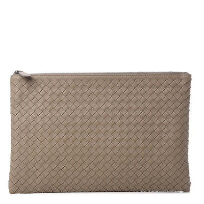 Bottega Veneta Nappa Intrecciato Large Flat Zip Biletto Pouch Mink 1 of 10