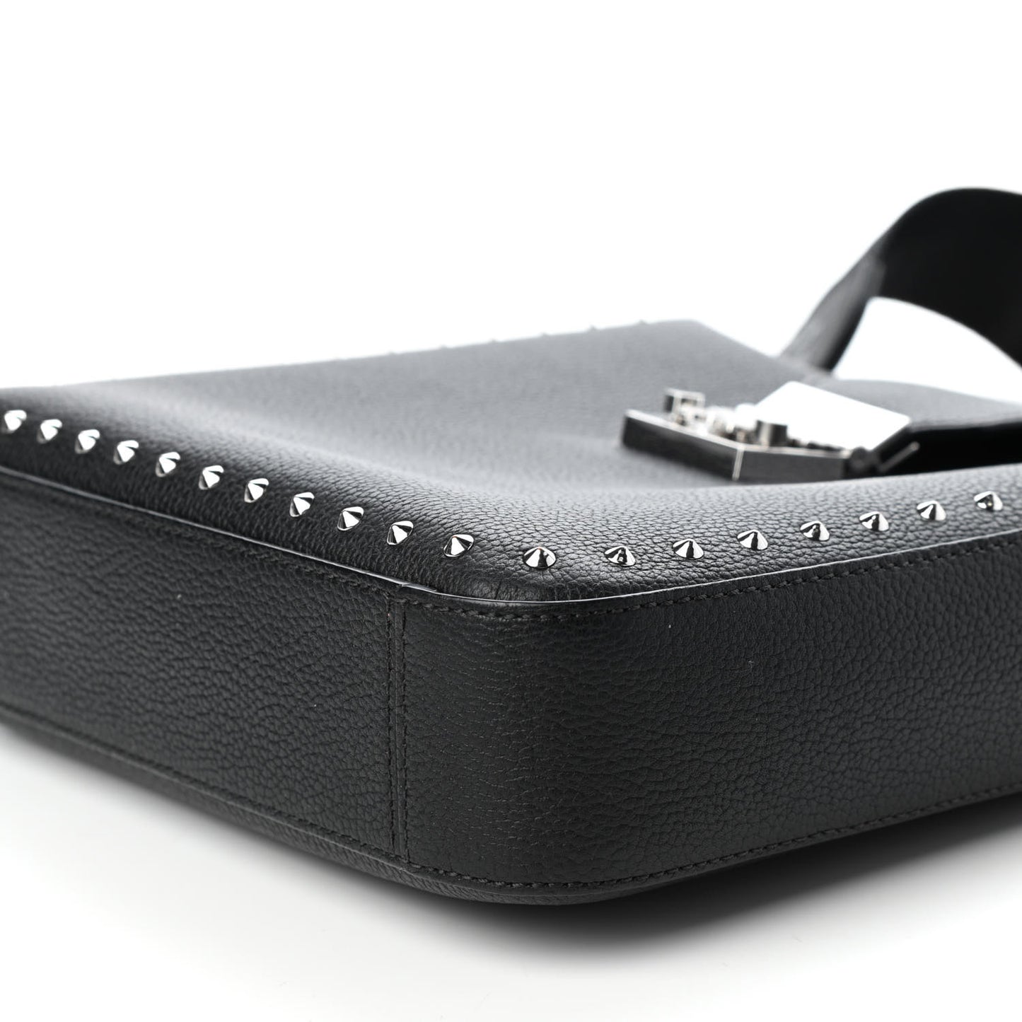 Grained Calfskin Medium Kaison Park Avenue Stud Crossbody Bag Black