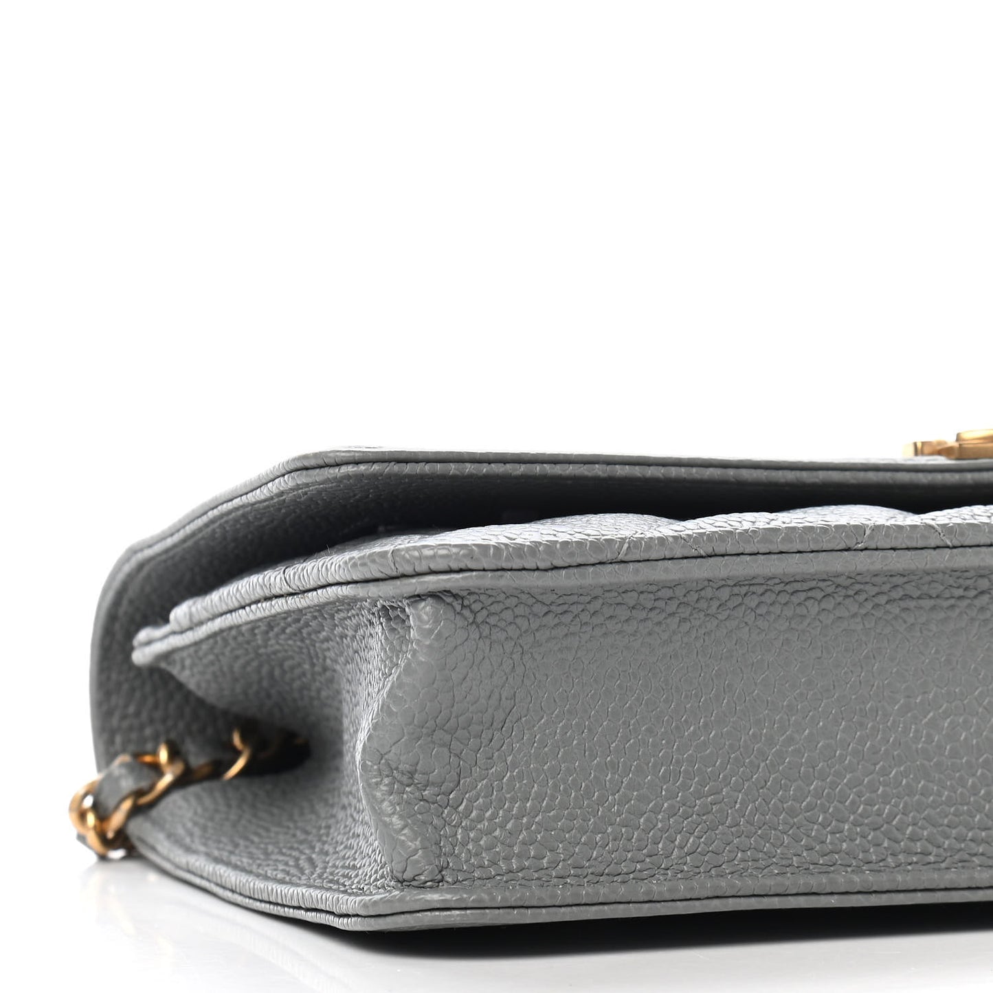 Caviar Quilted Boy Wallet On Chain WOC Grey