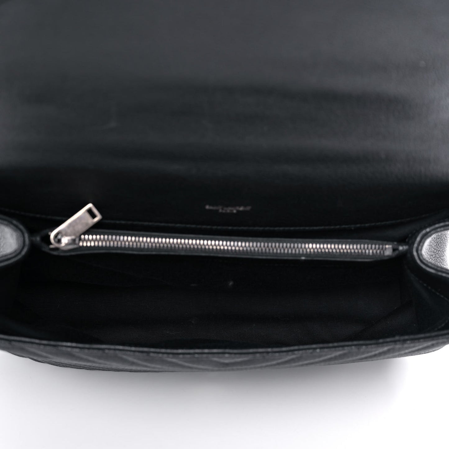 Sheepskin Matelasse Chevron Monogram Large College Satchel Black