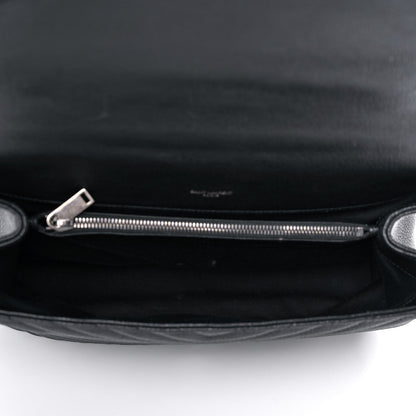 Saint Laurent Sheepskin Matelasse Chevron Monogram Large College Satchel Black 5 of 16