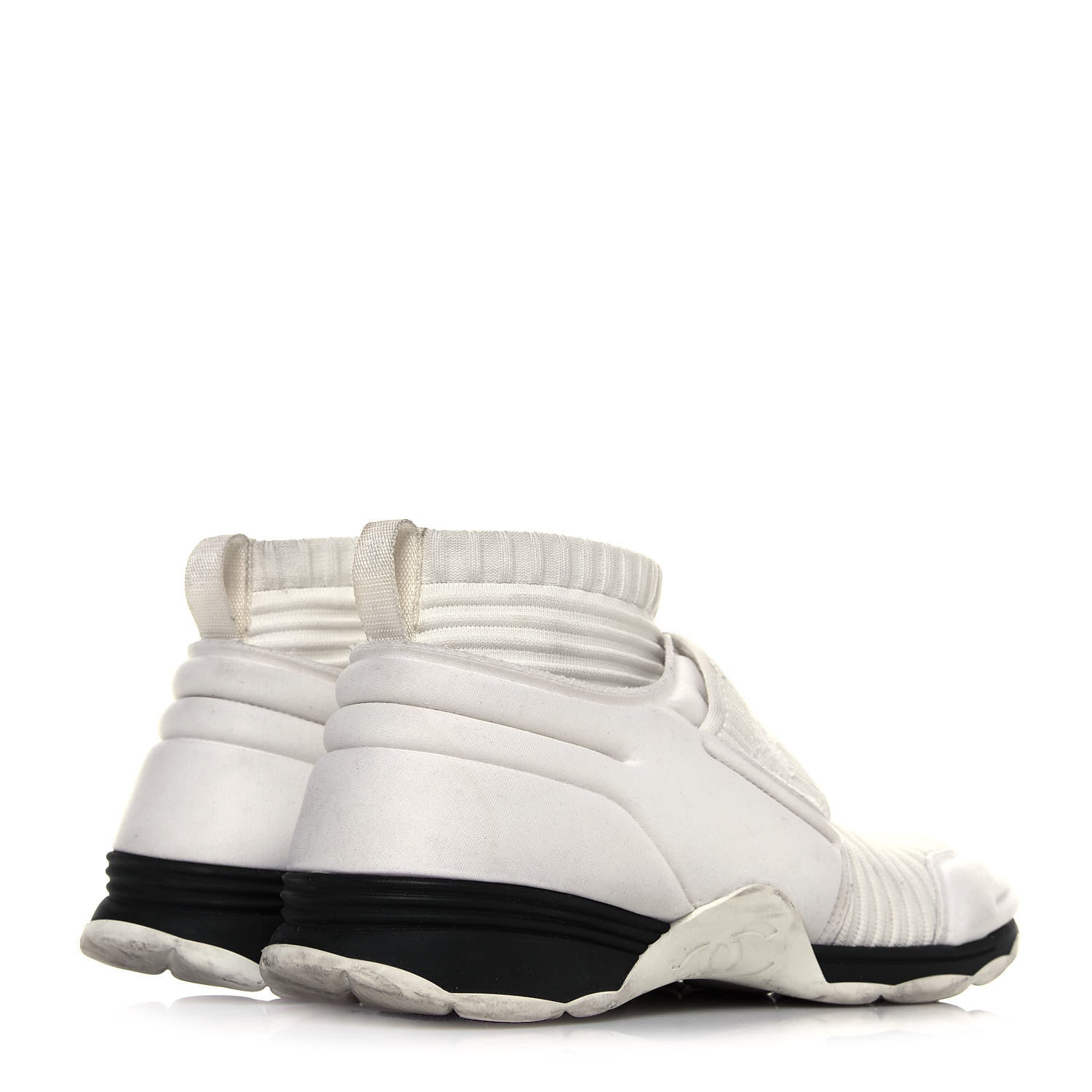 Chanel Stretch Fabric CC Sneakers 39.5 White 4 of 11