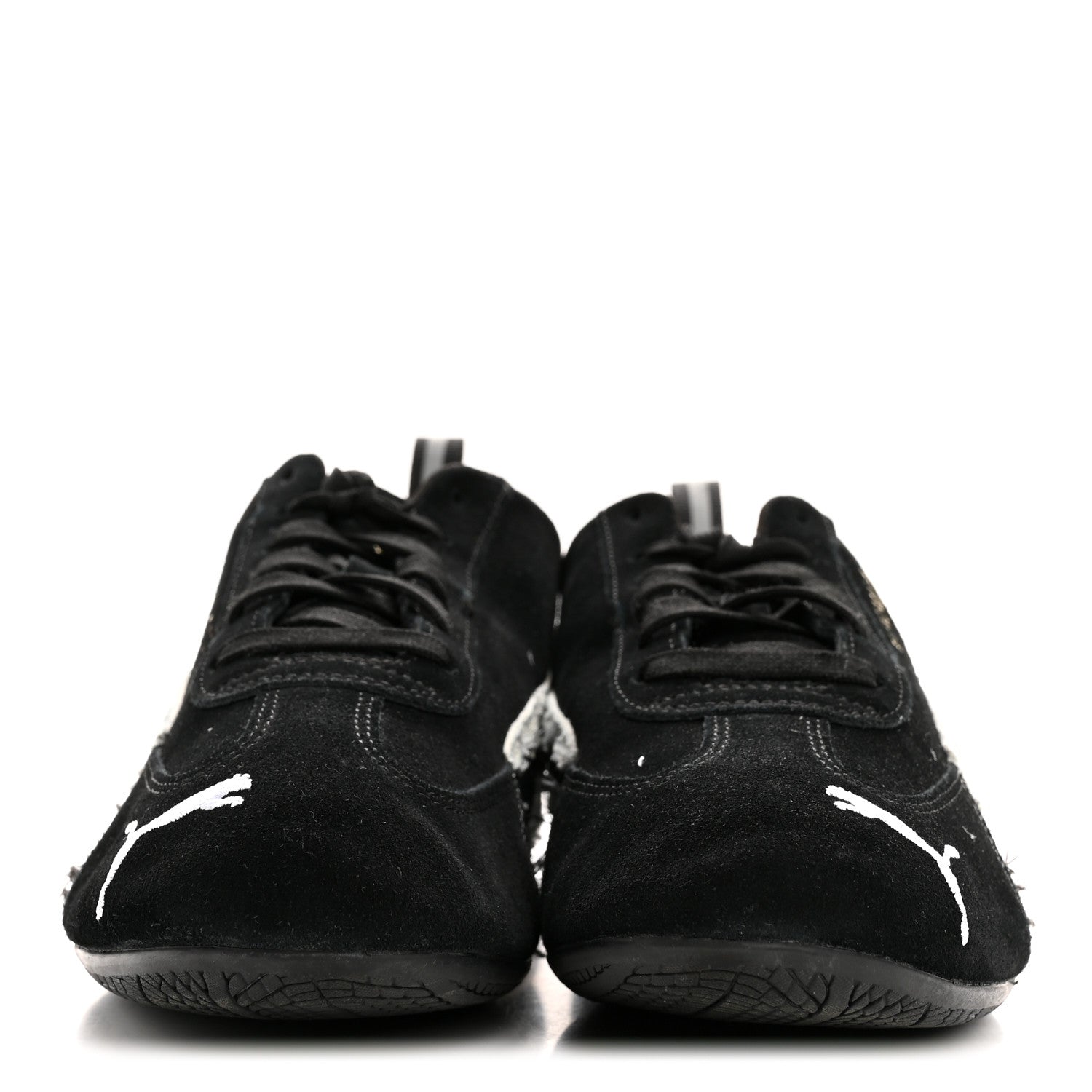Balenciaga X PUMA Suede Mens Distressed Speedcat Sneakers 44 Black White 3 of 10