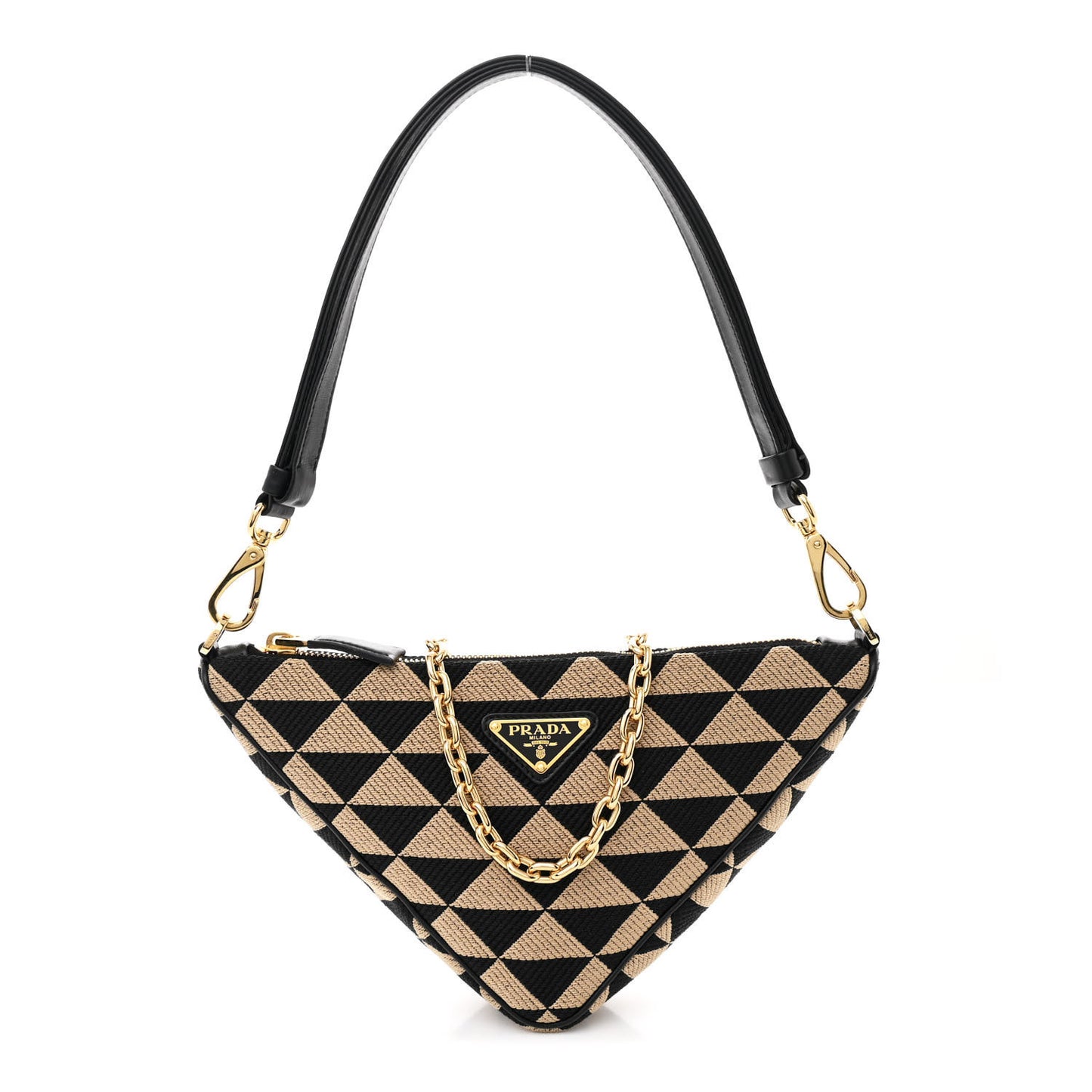 Jacquard Triangolo Symbole Embroidered Mini Triangle Bag Black Corda