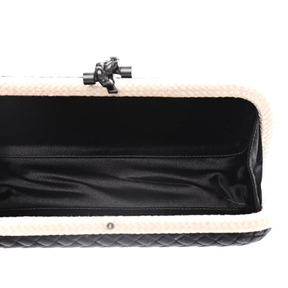 Bottega Veneta Intrecciato Silk Raffia Faille Knot Clutch Black 5 of 7