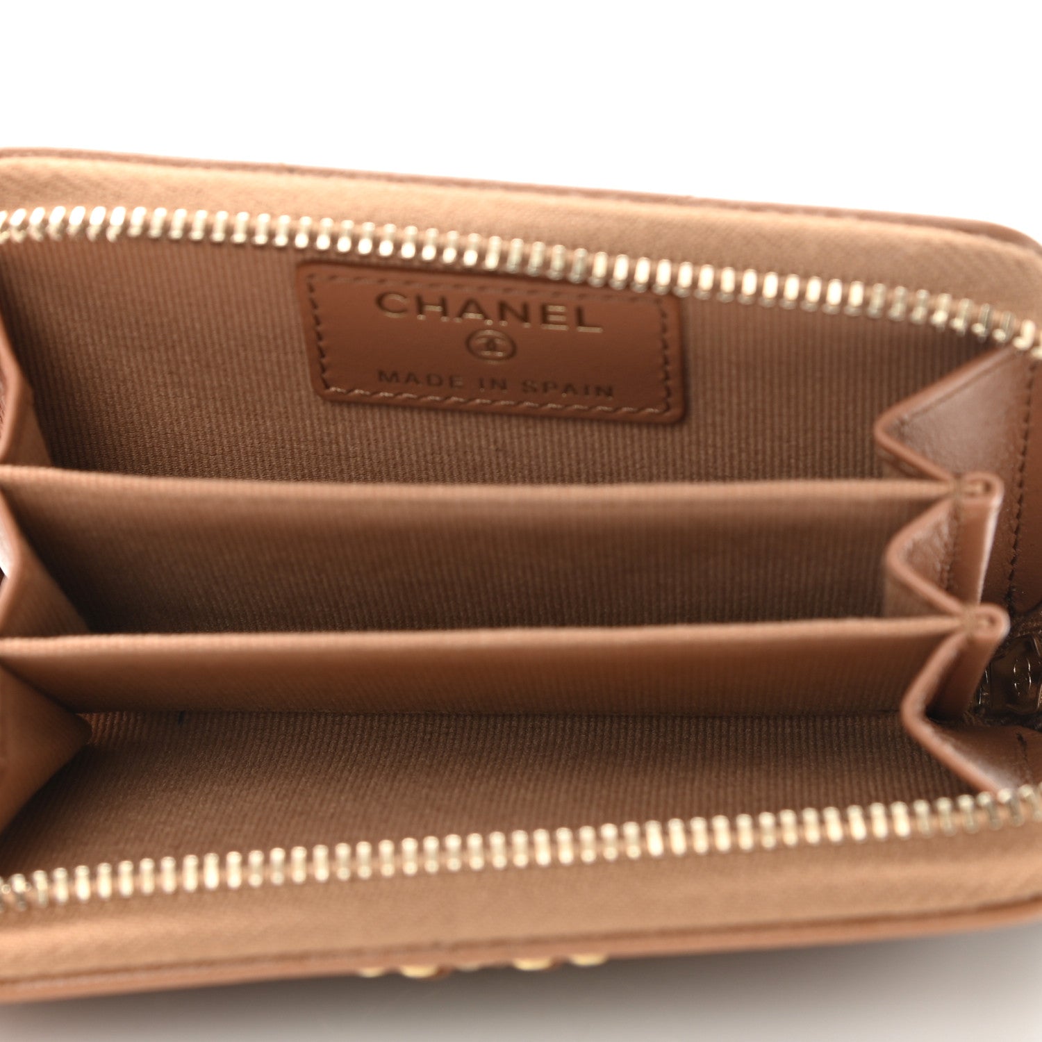 Chanel Lambskin Quilted Chanel 19 Zip Around Coin Purse Wallet Brown 5 of 10