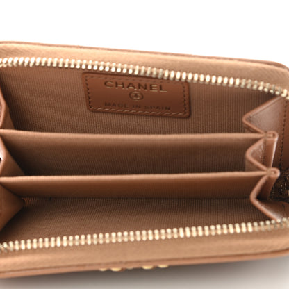 Chanel Lambskin Quilted Chanel 19 Zip Around Coin Purse Wallet Brown 5 of 10