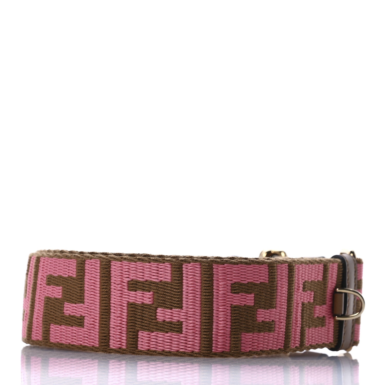 Fendi Ribbon Vitello King FF 1974 Adjustable Strap You Marrone Pink 2 of 5